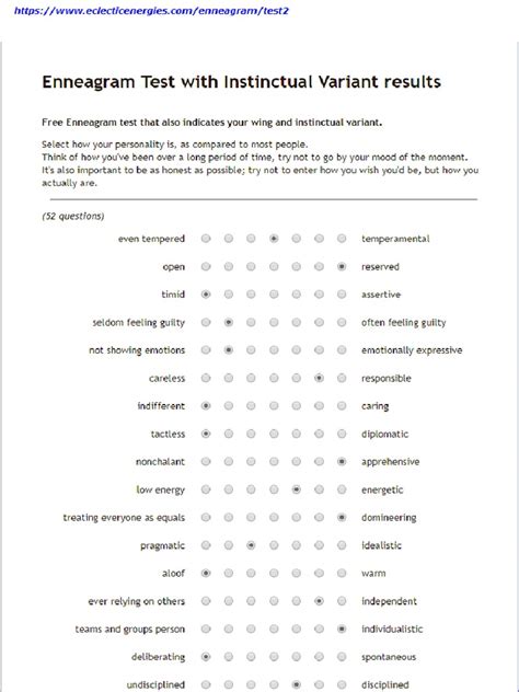 instinctual variant test|free enneagram test with wings.